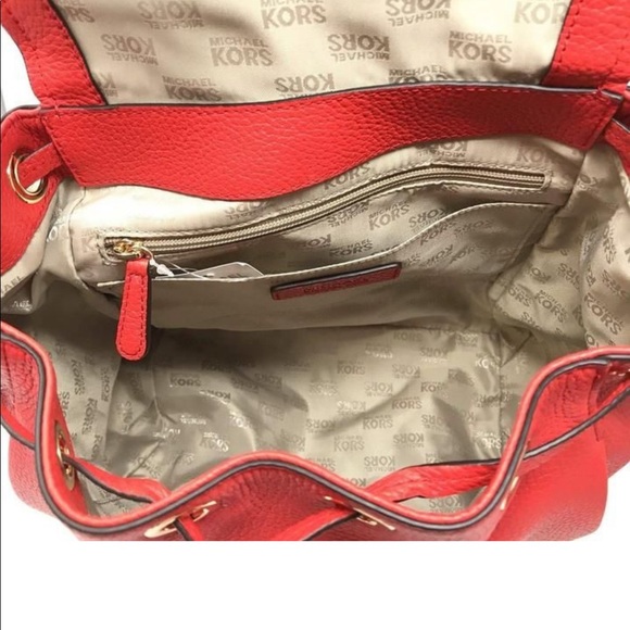 Michael Korda Red Riley Leather Backpack - Picture 2 of 4